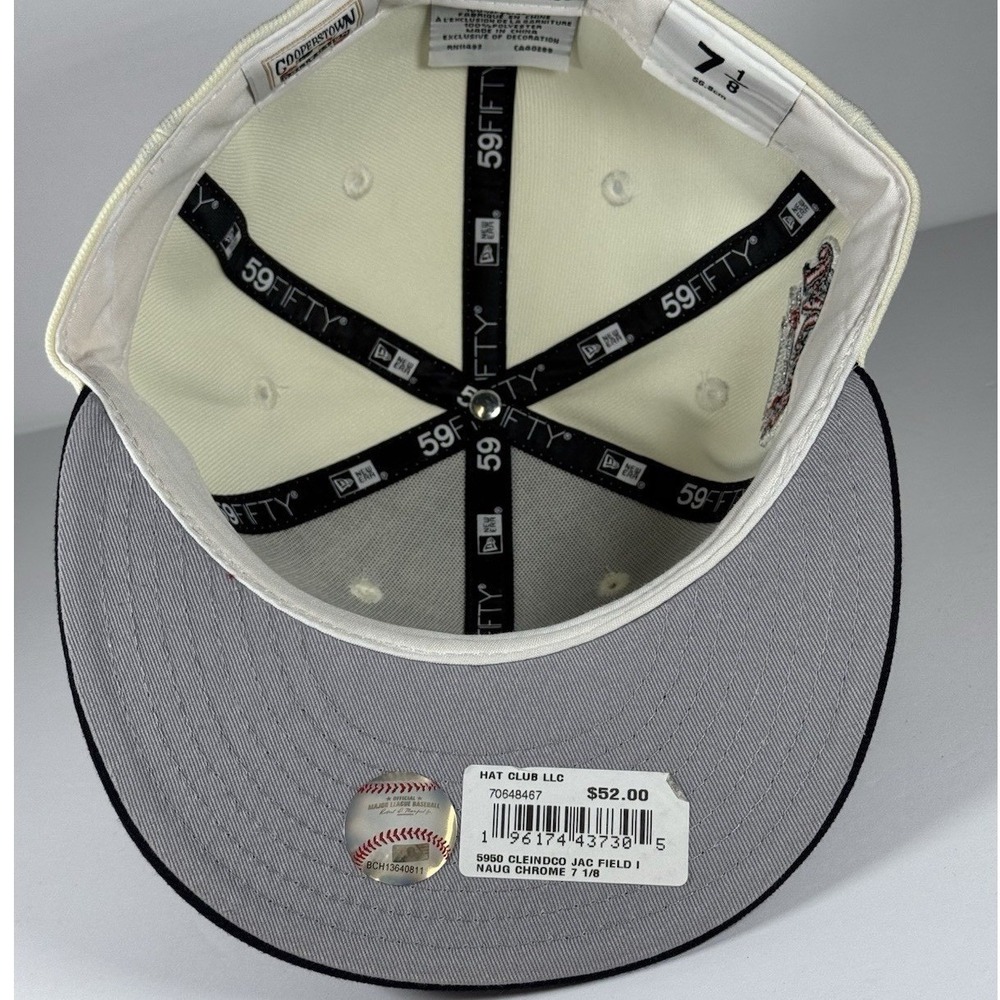 New Era 59FIFTY Cleveland Indians Jacobs Field 1994 Hat 7 1/8 Chrome Navy - Picture 6 of 9